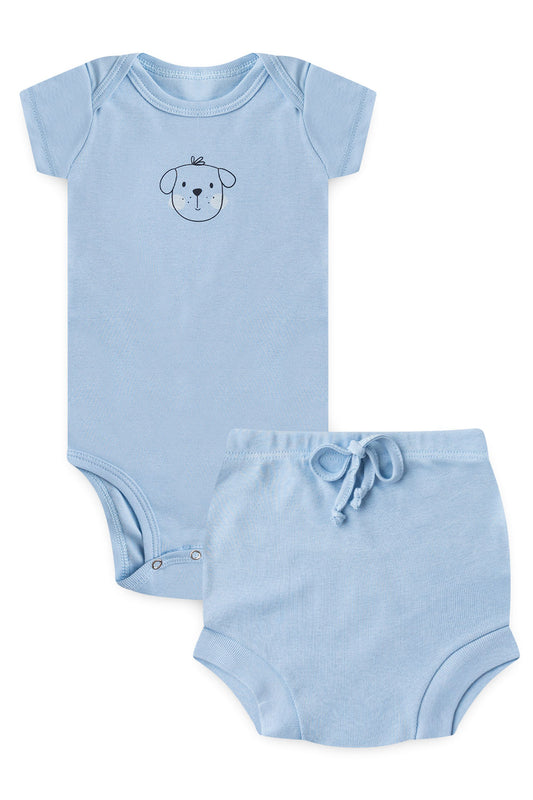 Conjunto Body Curto Azul Cachorro