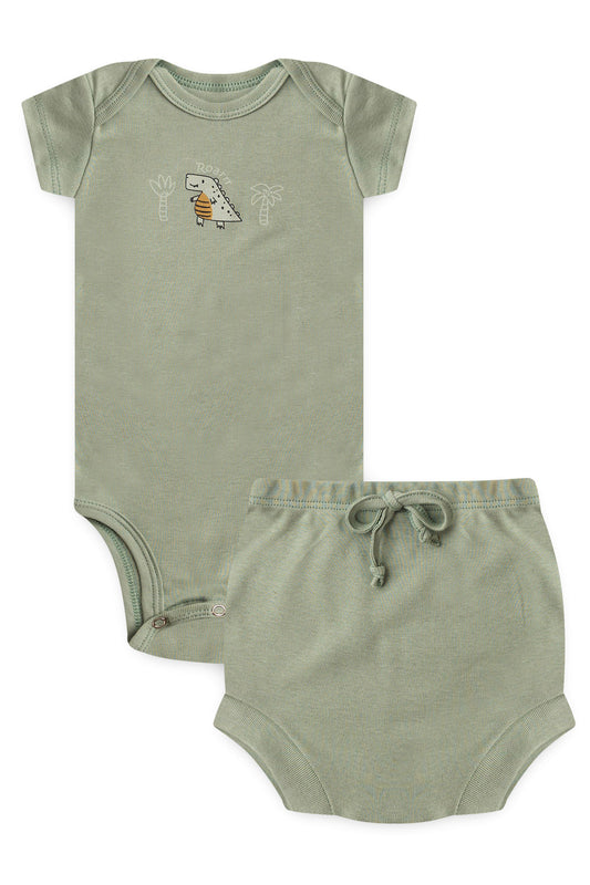 Conjunto Body Curto Verde Dino