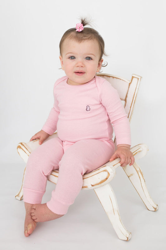 Conjunto Body Longo Rosa Bebê